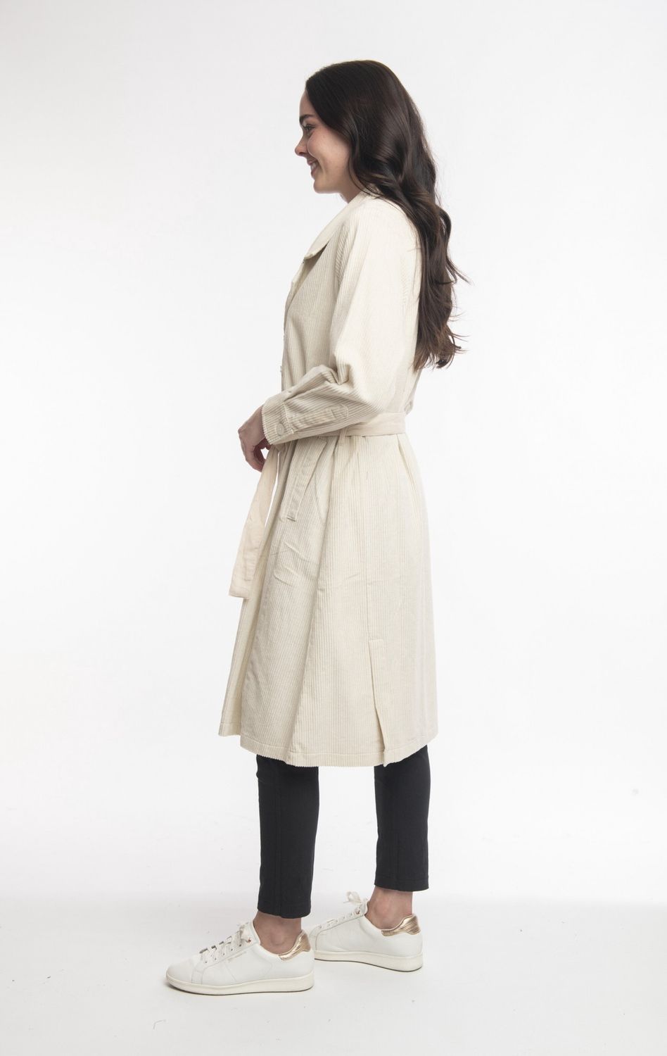 Cord Solid Trench Coat