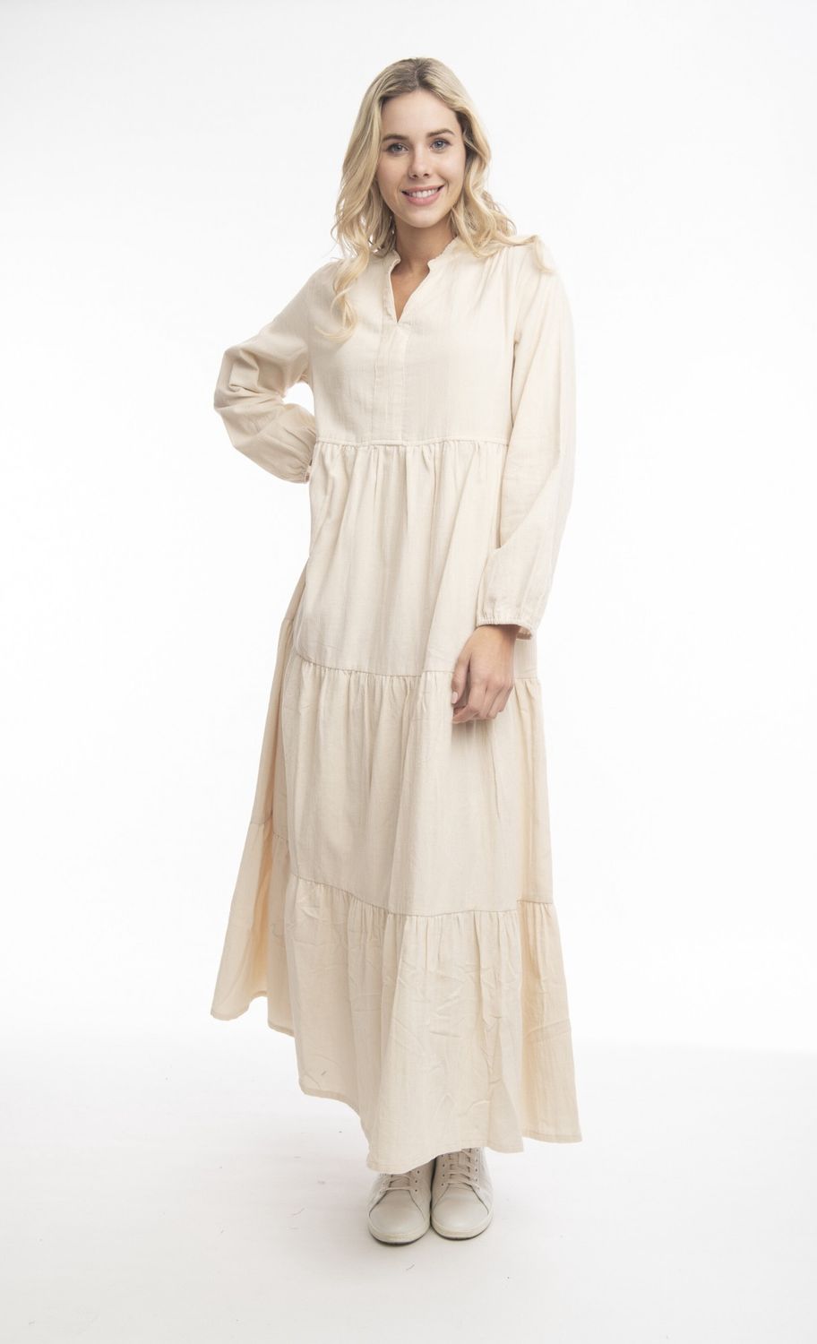 Cord Solid Collared Dress