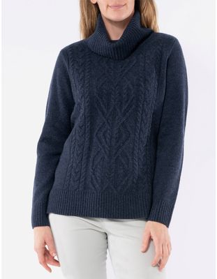 Cowl Neck Cable Pullover