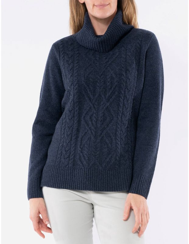 Cowl Neck Cable Pullover