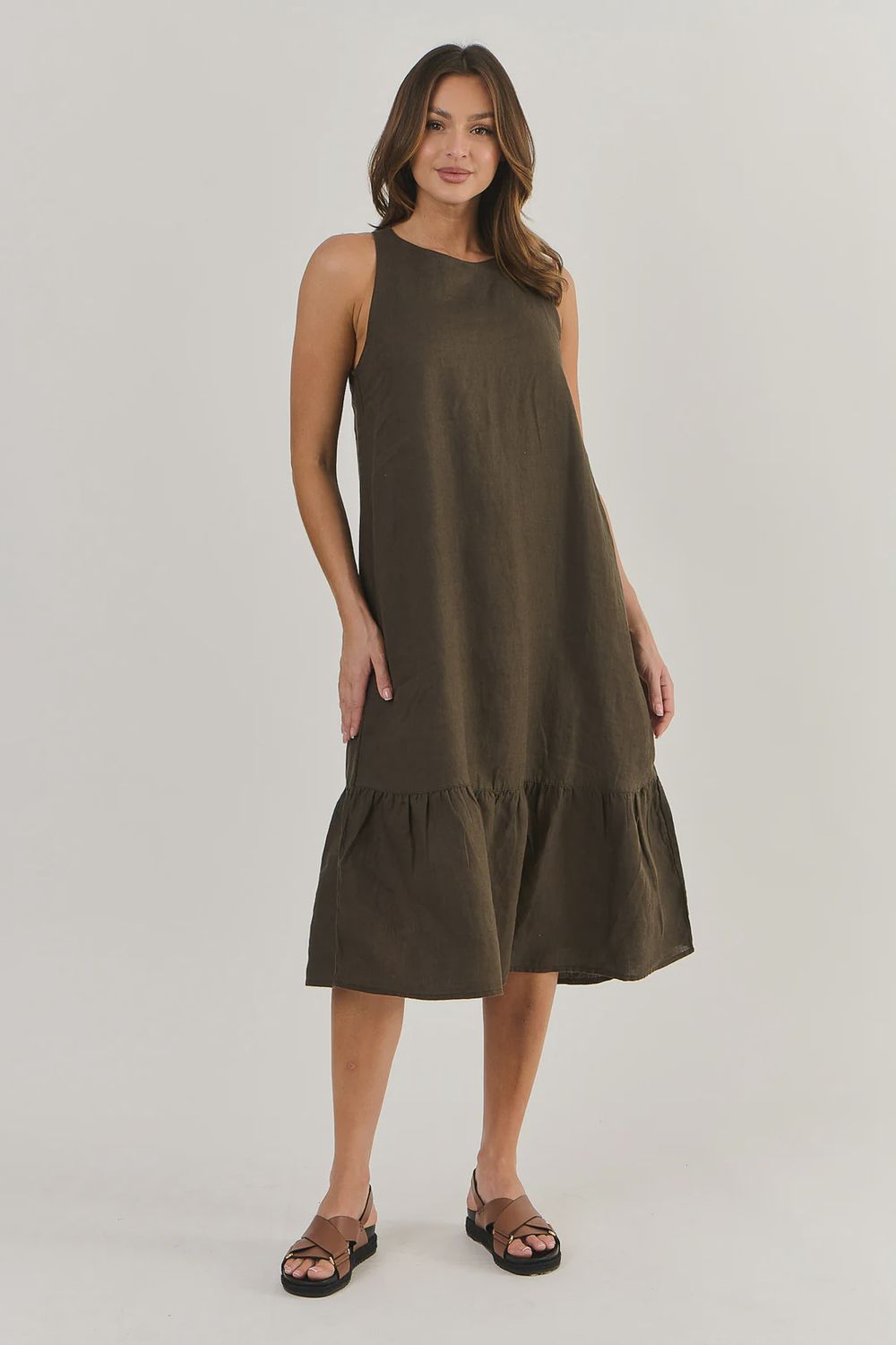 Espresso Sleeveless linen Dress