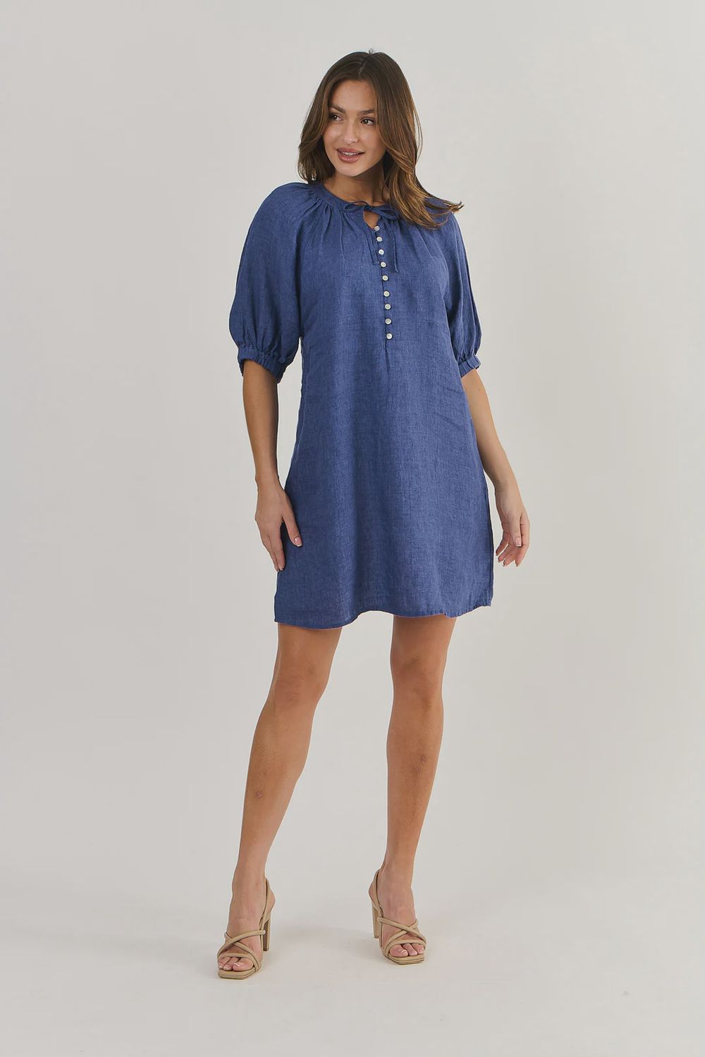 Tie Front Linen Dress