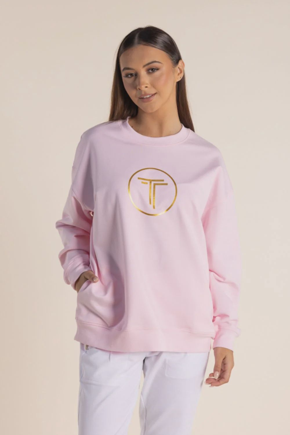 Oversized sweat metallic logo