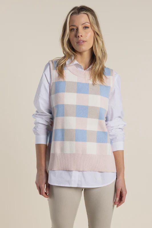 Multi Check Jacquard Vest