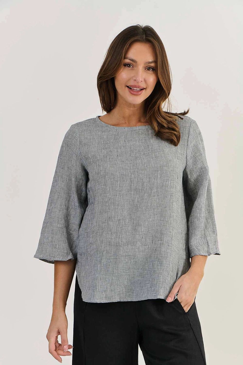 Wide Sleeve Linen Top