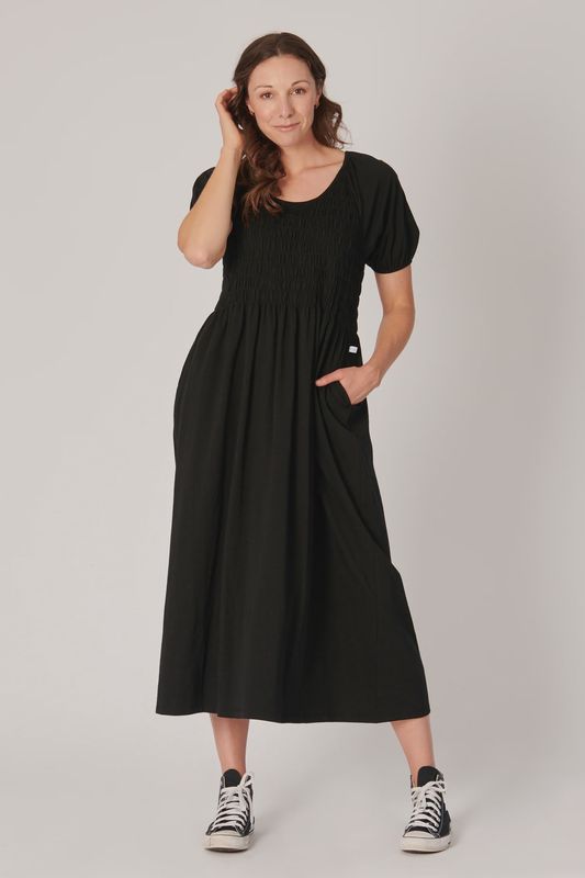 Shirred bodice maxi dress