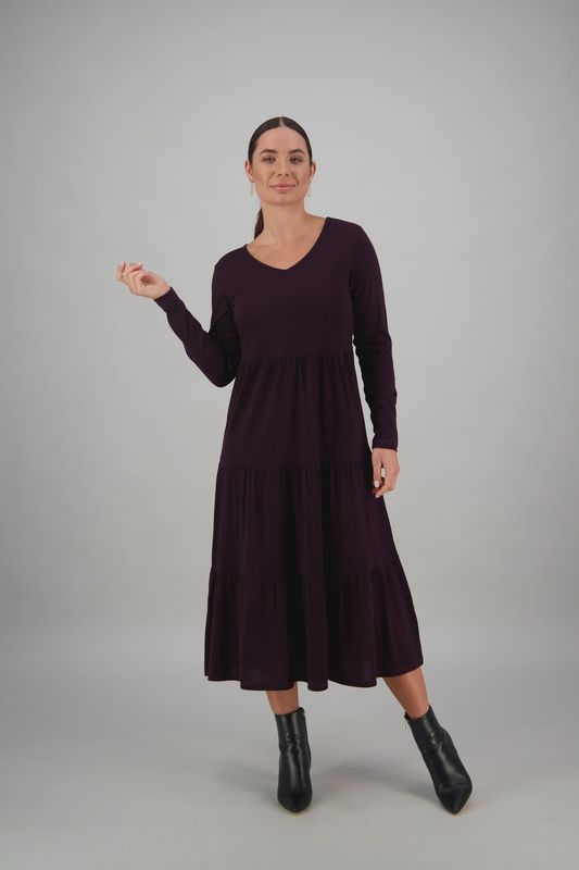 Merino Long Sleeve tiered dress