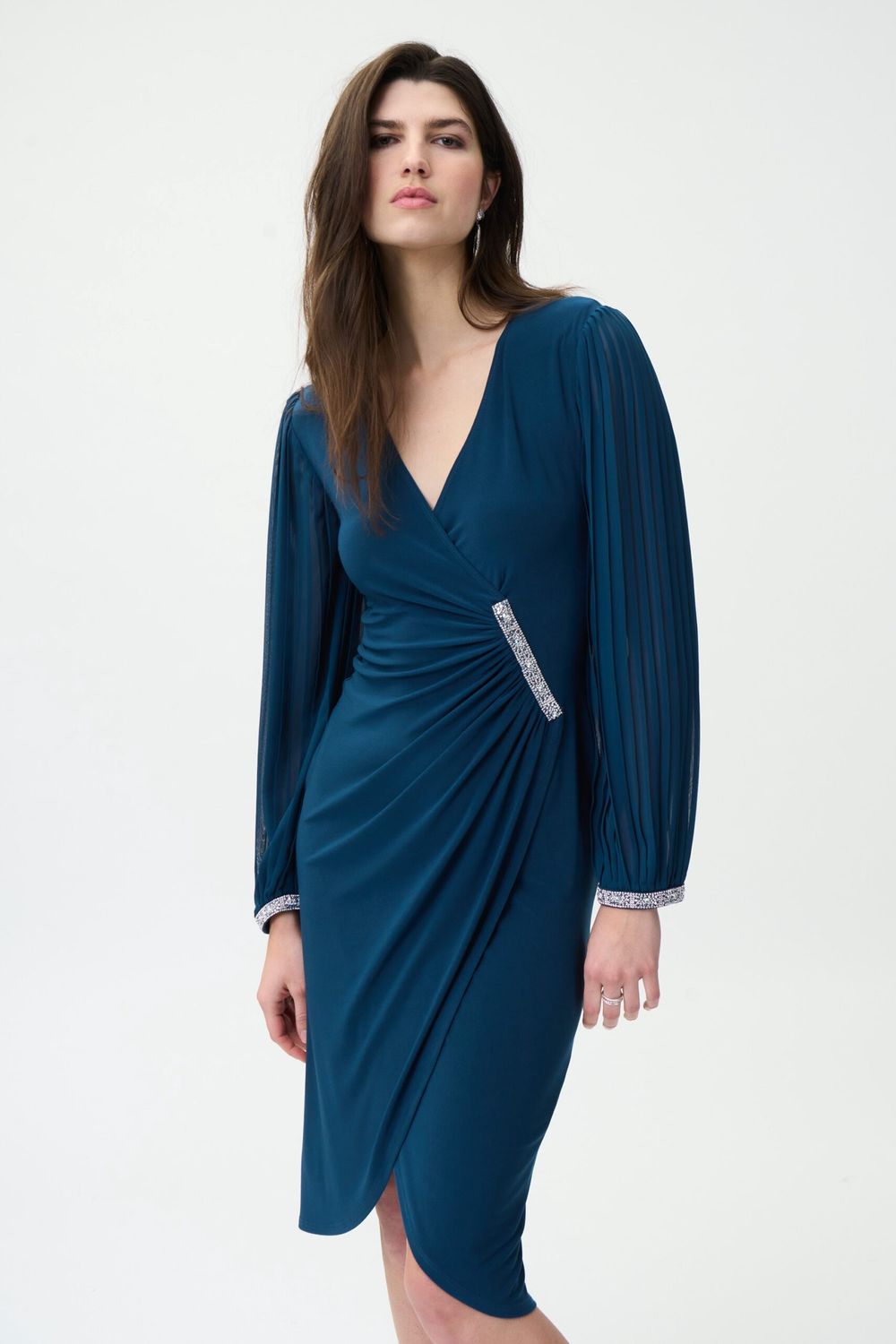 Cross front sparkle trim dress