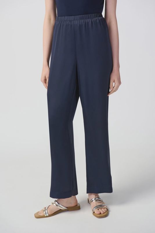 Satin Wide-Leg Pull On Pants