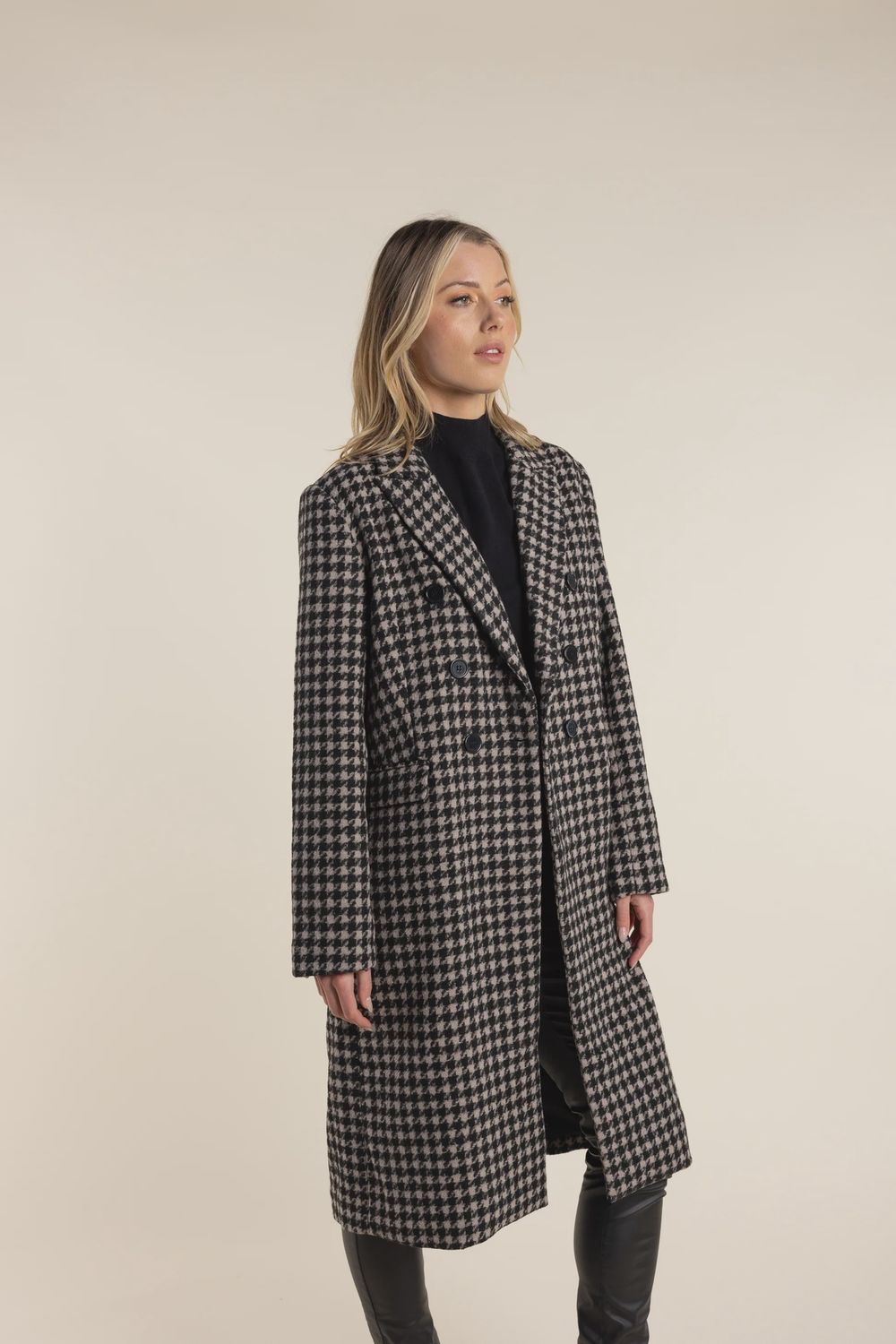 Long Houndstooth Coat