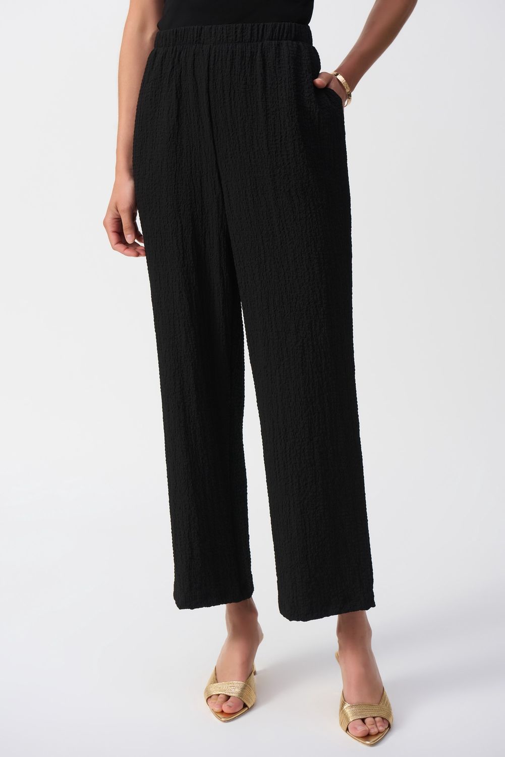 Seersucker Wide Leg Pants