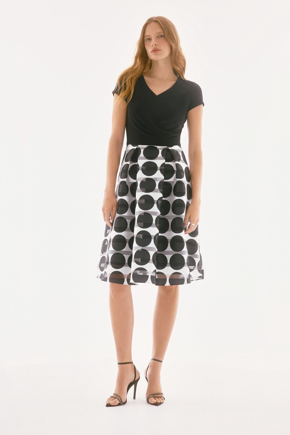 Signature Silky Knit &amp; Novelty Dot Full Skirt Dress