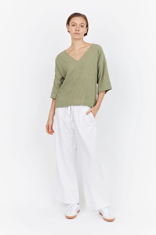 Koa 3/4 Sleeve Cotton Crepe Top