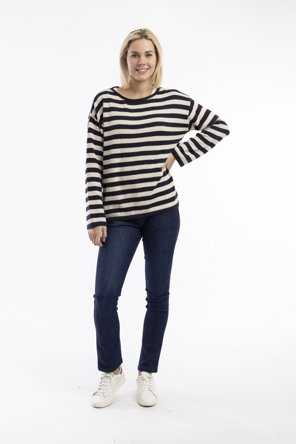 Knit Top Round Neck Stripe