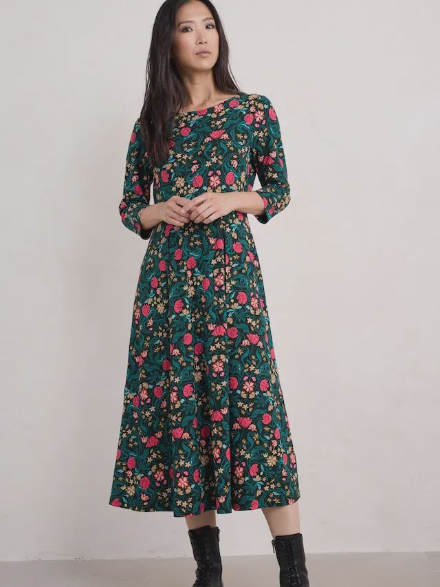 3/4 Wild Bouquet Dress - Mirrored Floral