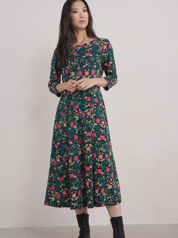 3/4 Wild Bouquet Dress - Mirrored Floral