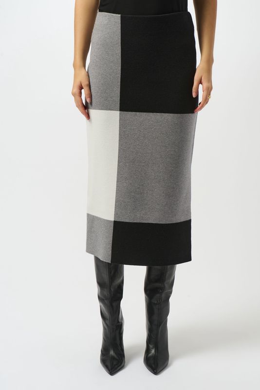 Jacquard sweater colour block skirt