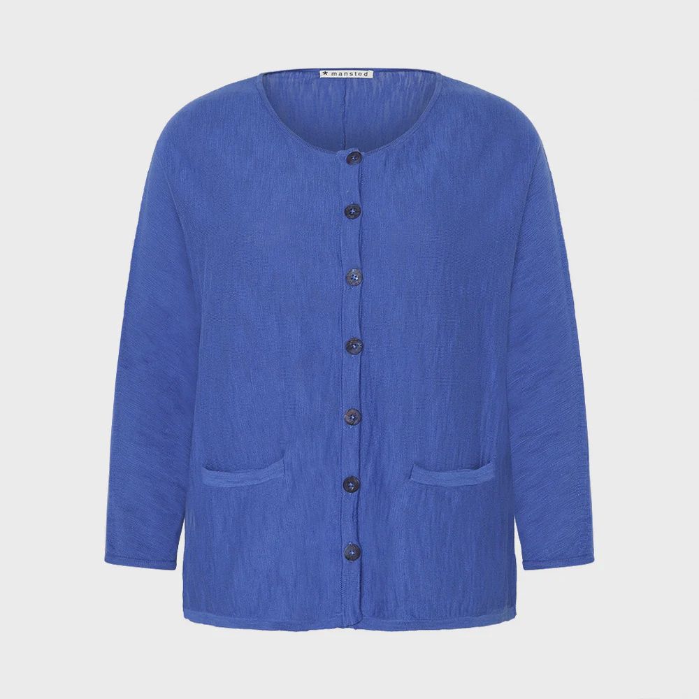 Kenya Slub Cardi Eco Cotton Blue