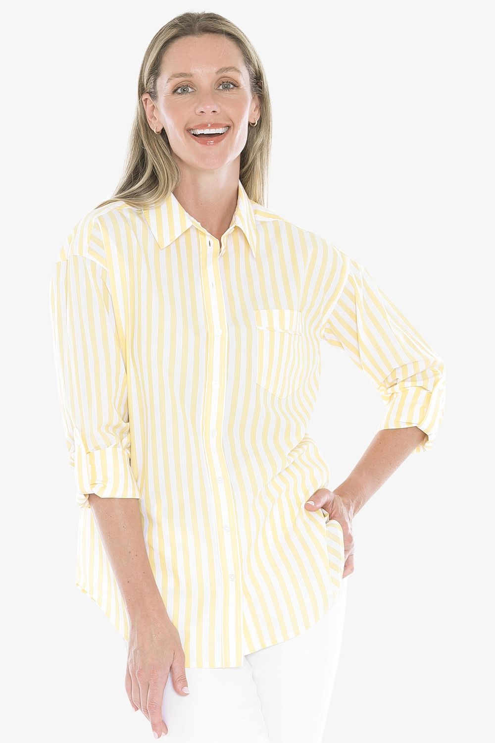 Holiday Stripe Shirt Daffodil/Wht