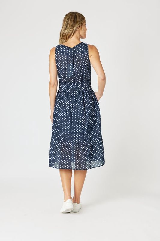 Get Spotty Dress Navy/Wht