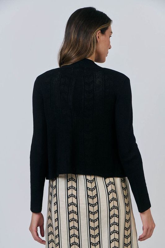 Open Ramie Cotton Cardi Black