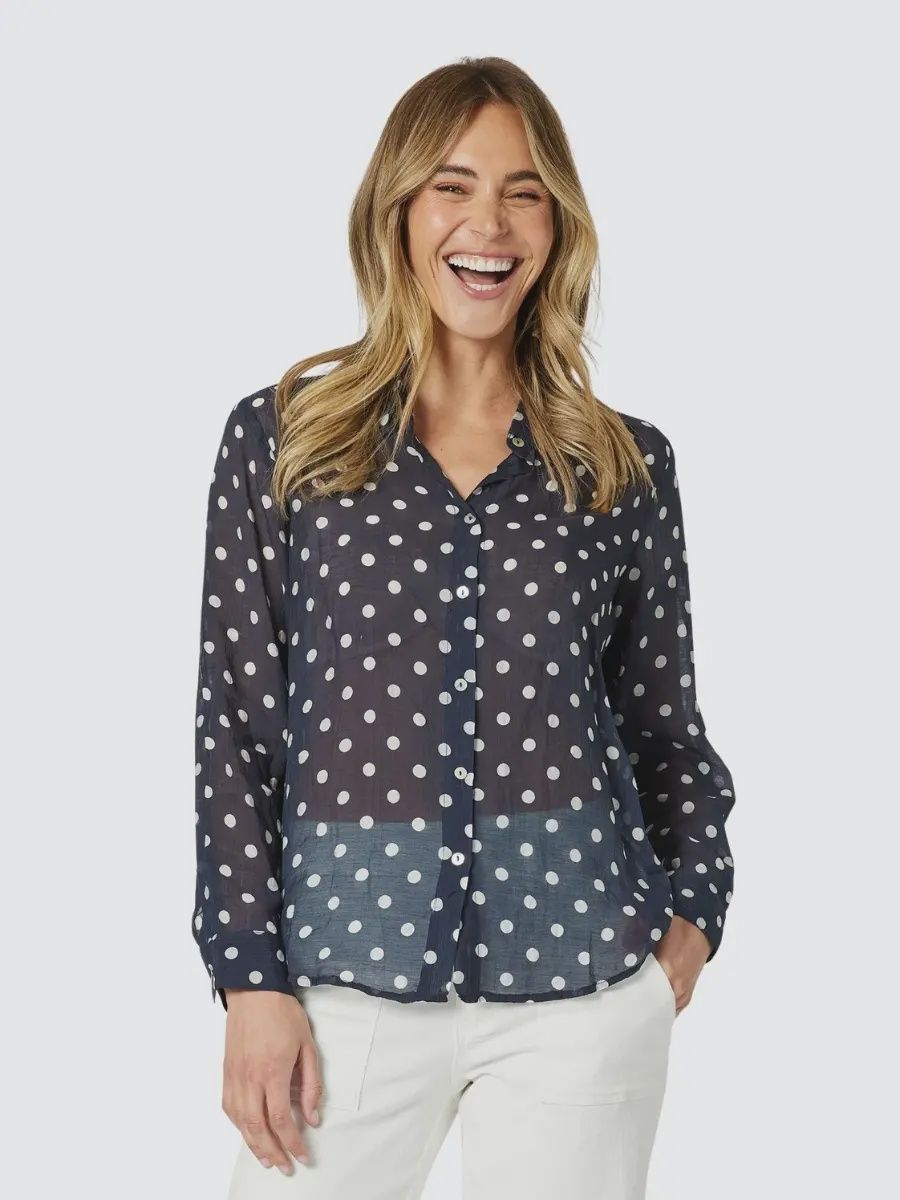 Get Spotty Shirt Navy/Wht