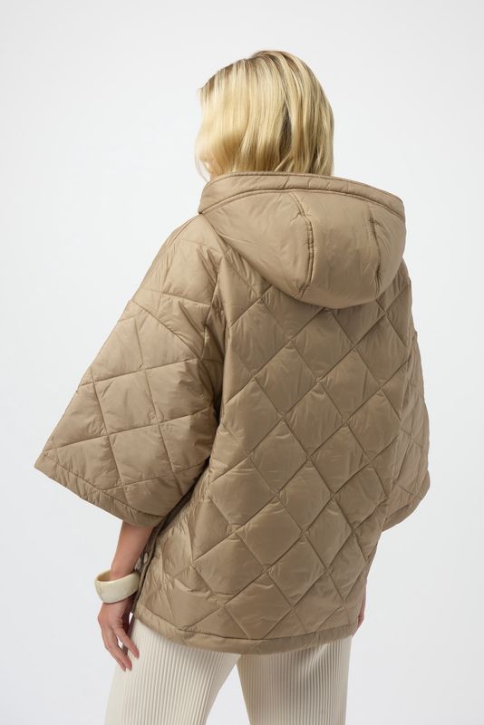 Woven Diamond Quilt Hooded Jackt