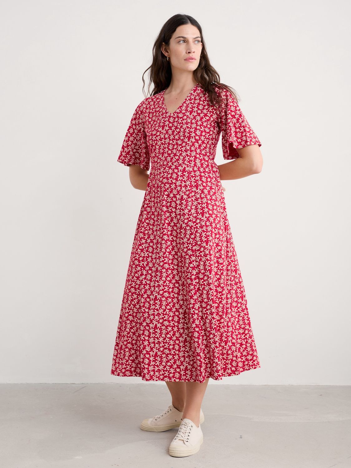 Nancy Dress Saltwater Ditsy Scarlet