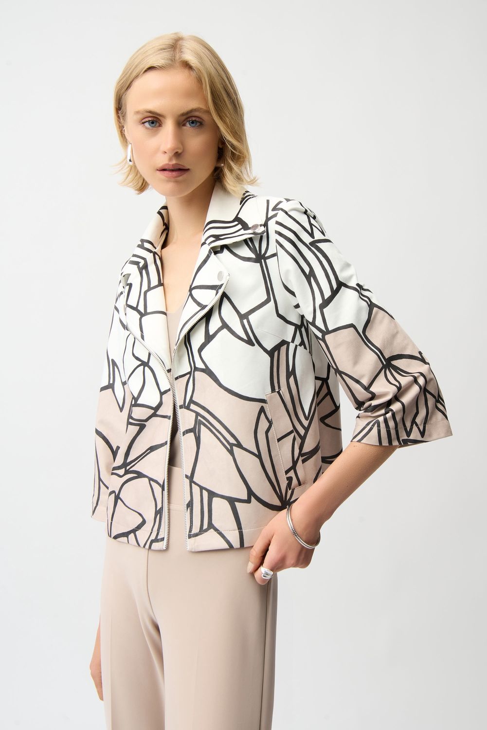 Faux Suede Abstract Swing Jacket