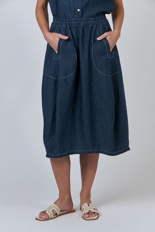 Poseidon Line Contrast Stitch Skirt