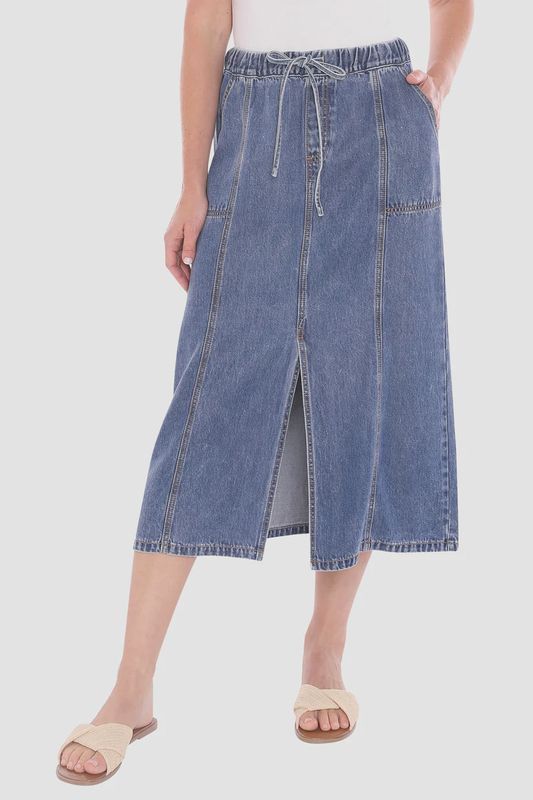Soft Denim Skirt Med Blue