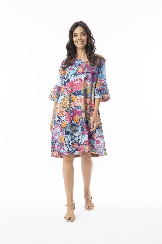 Ikebana Frill Sleeve Dress
