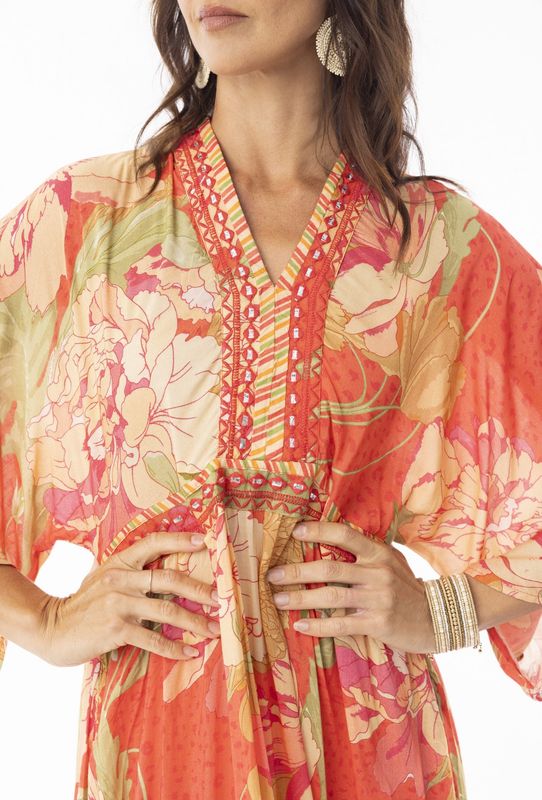 Rosa Midi Dress Wide Sleeve