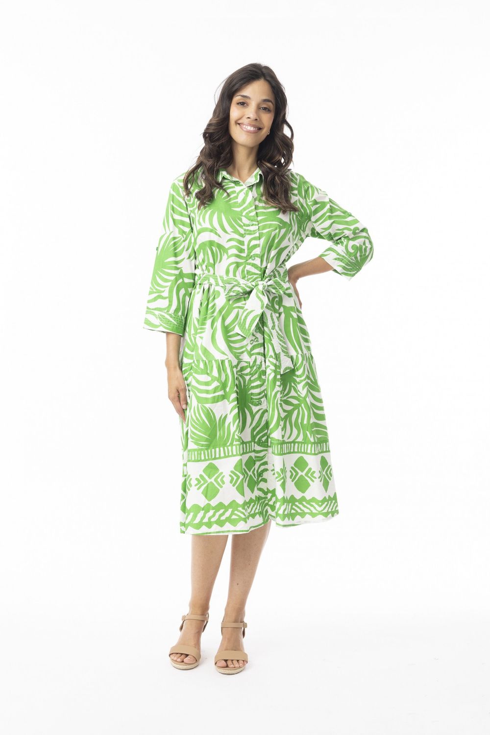 Suriname Green Dress Collared Suriname Green Dress Collared