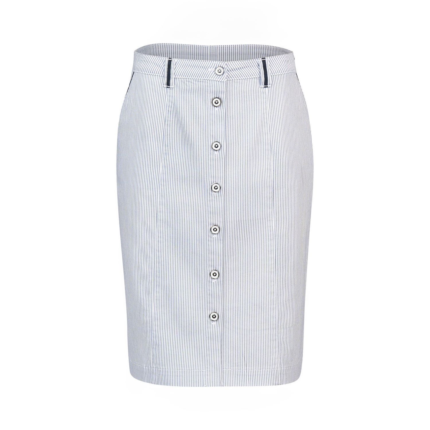 Knee Length Contrast Skirt Ink Stripe