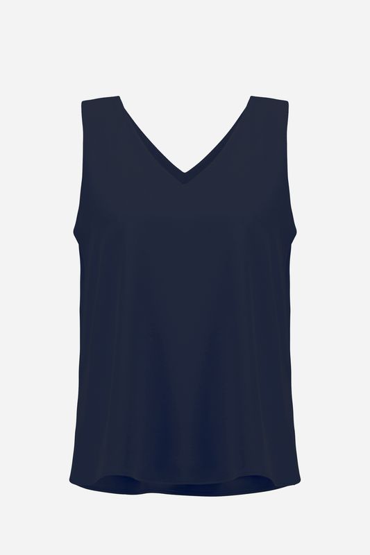 Woven Twill Sleeveless Top Midnight Blue