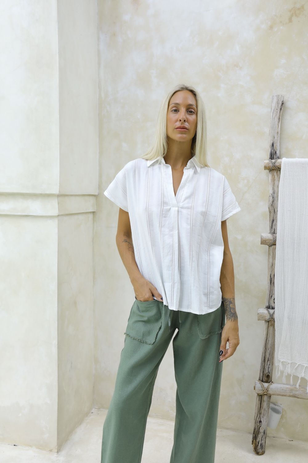Elva Slouch Shirt Natural White