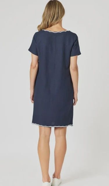 Palm Embroidered Lino Dress