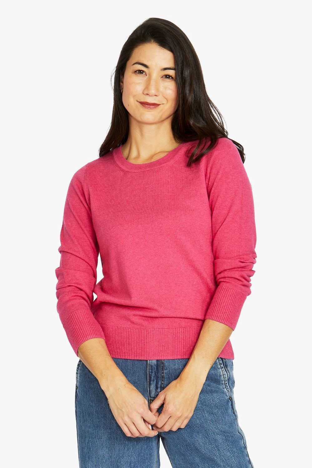 Fuchsia Crew Neck Pullover