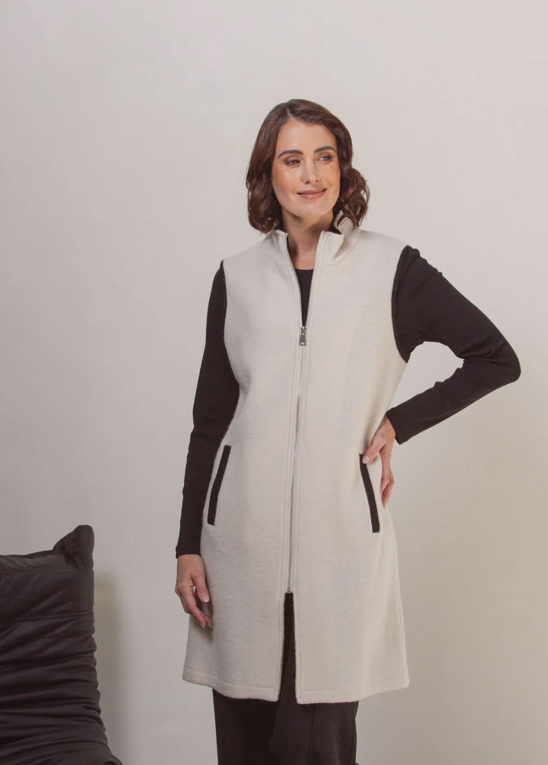 Boiled Wool Colour LL Trim Vest