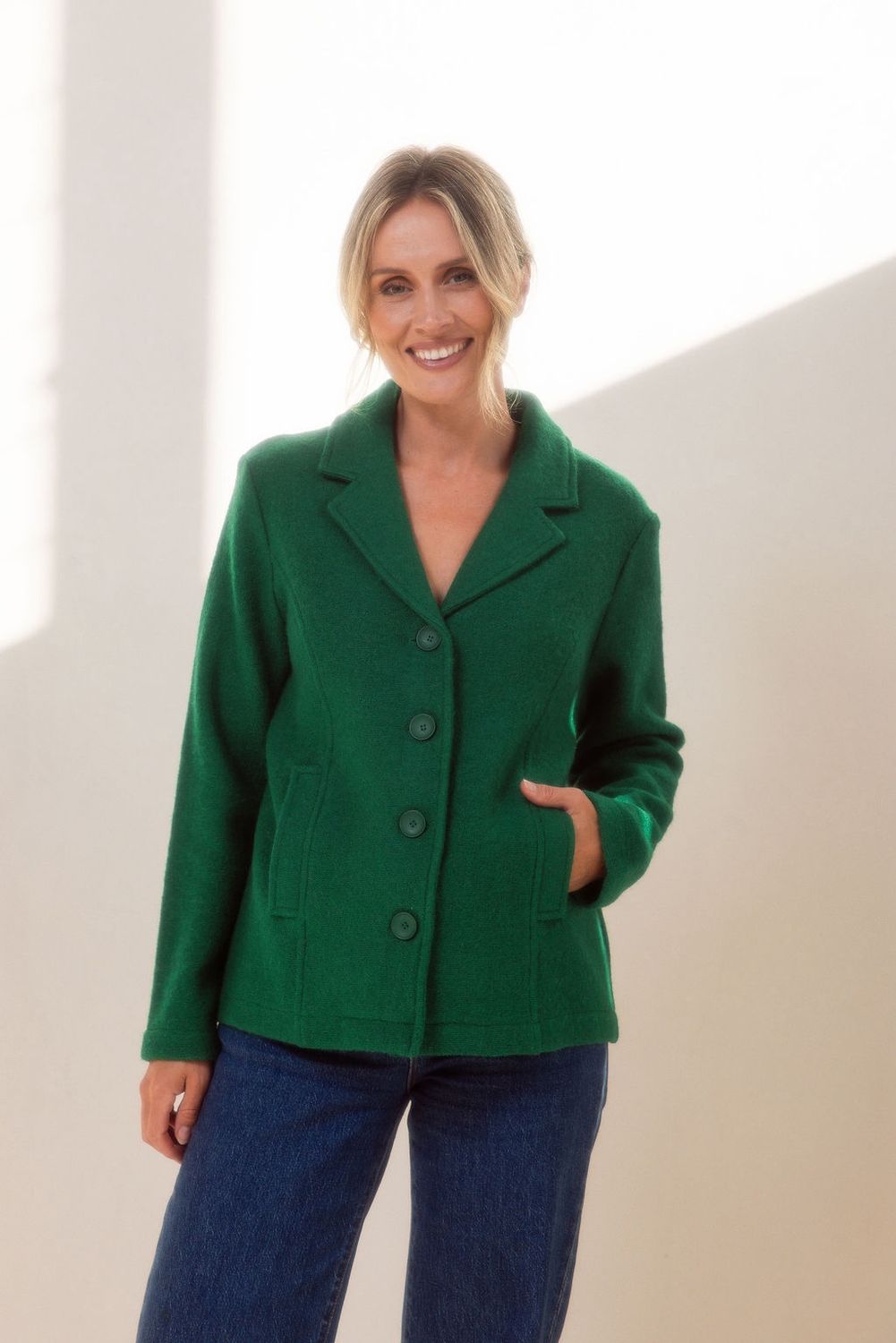 Boiled Wool Blazer Green