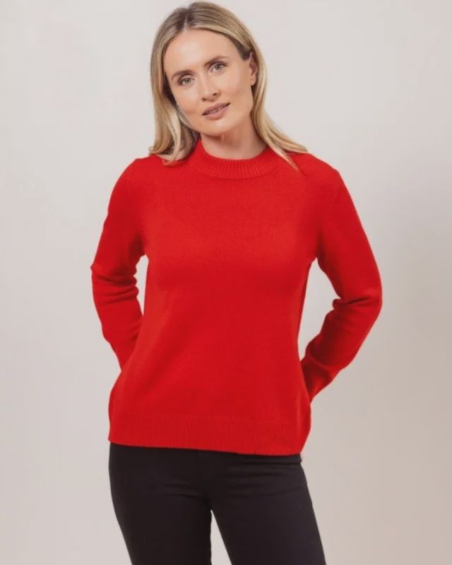 Cashfeel Merino Crew Sweater Red