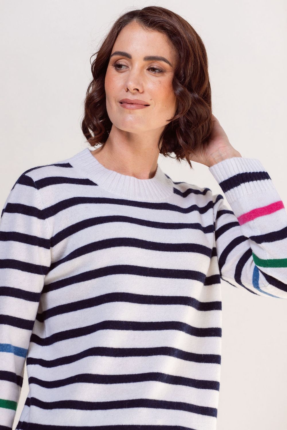 Cashfeel Merino Stripe Crew Sweater