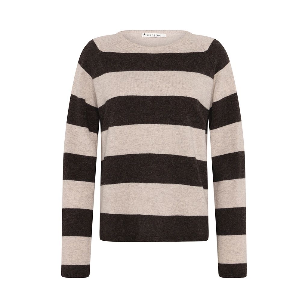 Hedda Yak Blend Stripe Crew Dark Brown