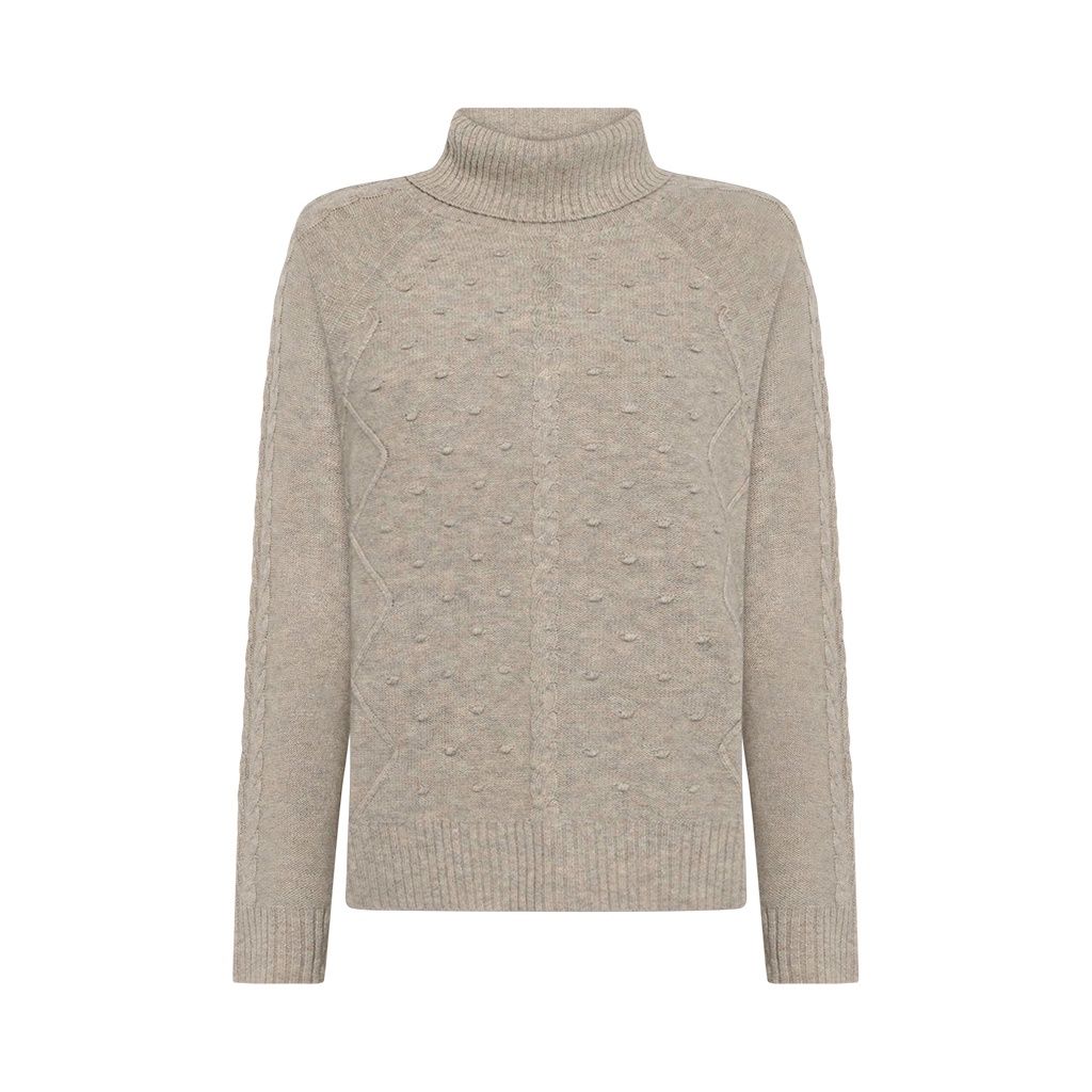 Camile Merino Cable Roll Neck Sand