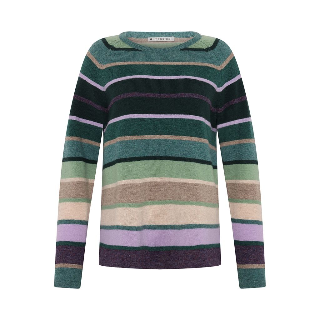 Aline Lambswool Stripe Crew Cold Green