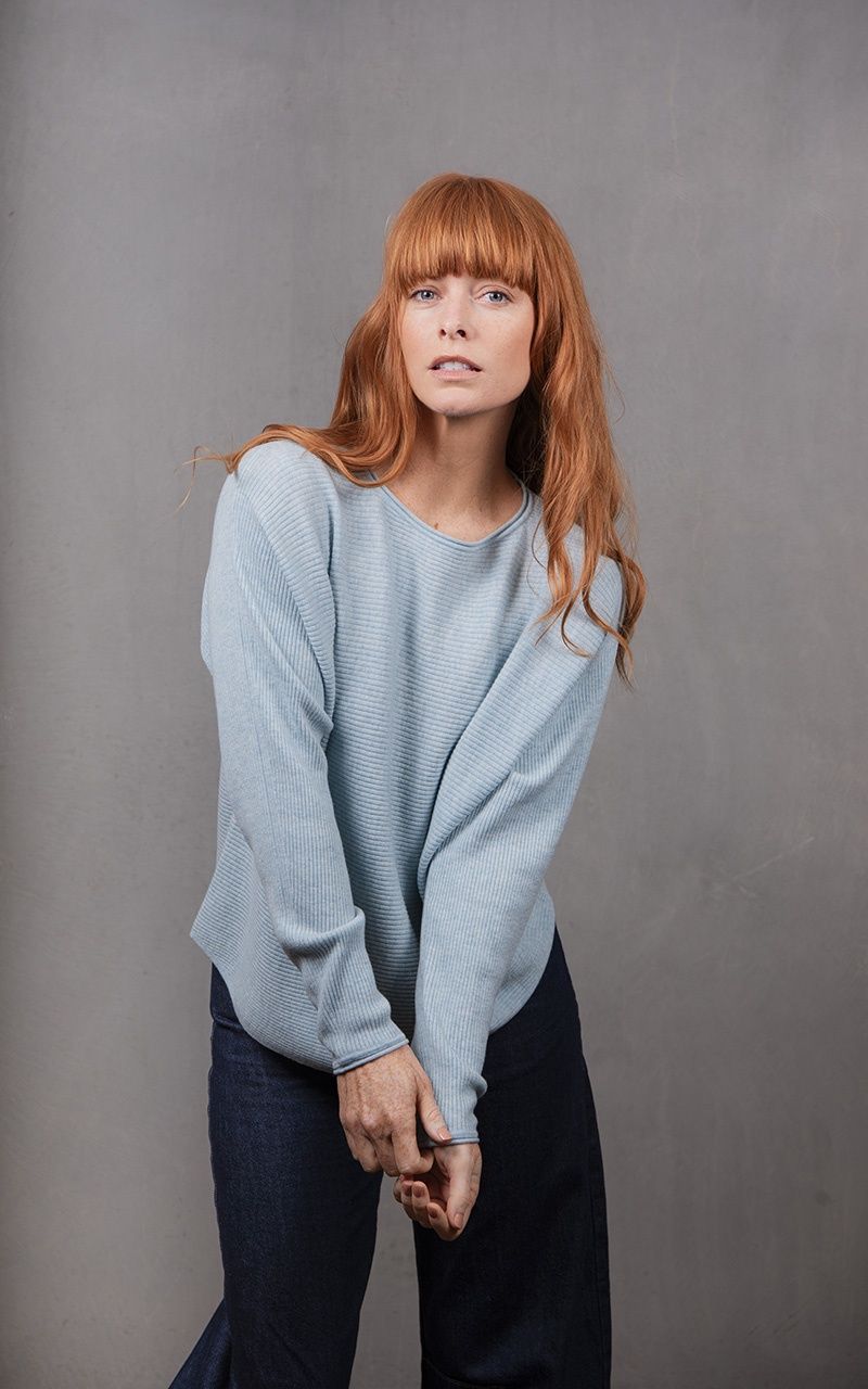 Dolman Rib Pullover Aquamarine