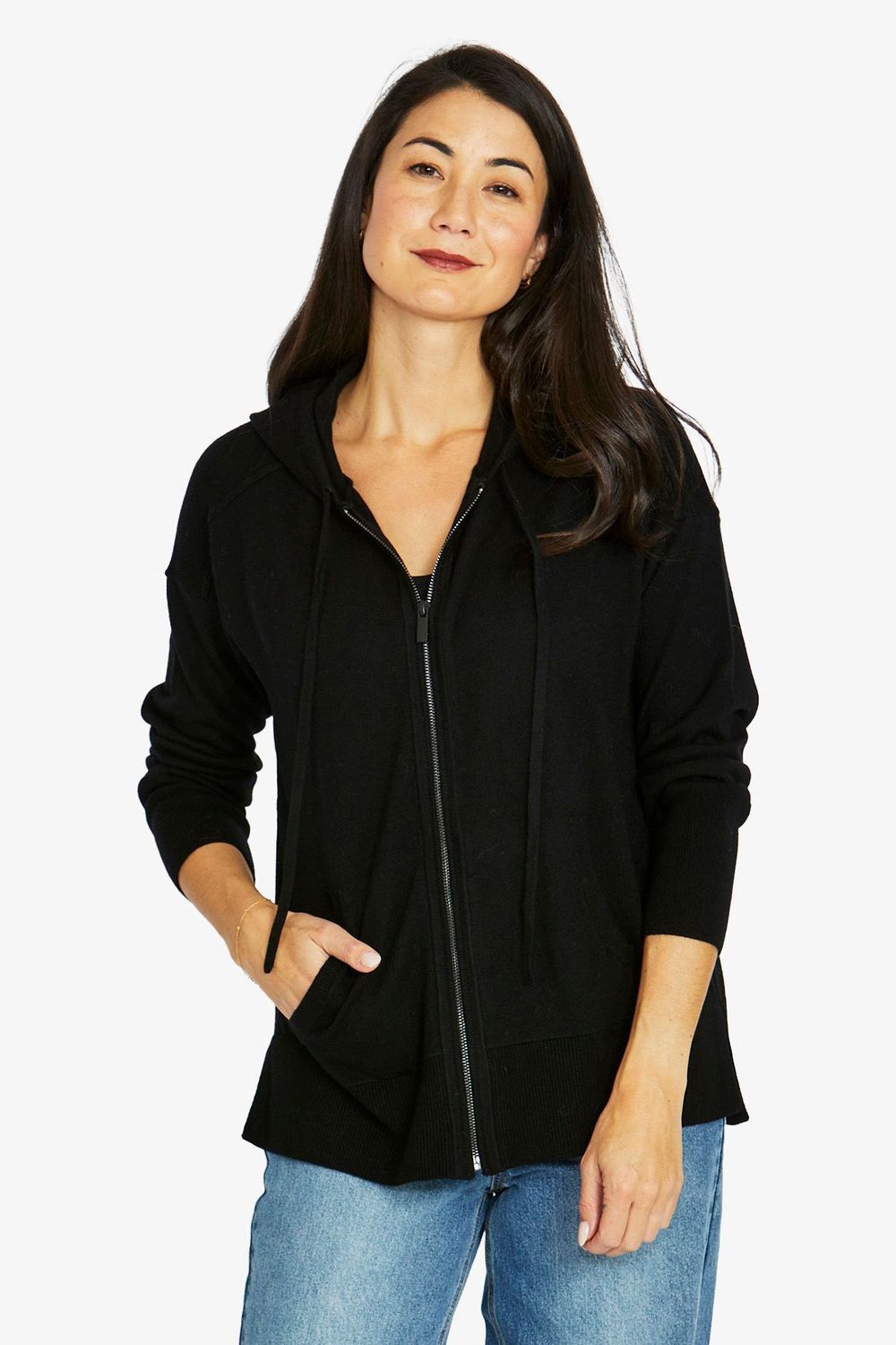 Zip Through Cardigan - Black