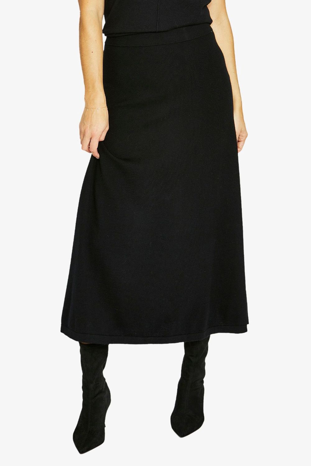 A-Line Cotton/wool skirt Black