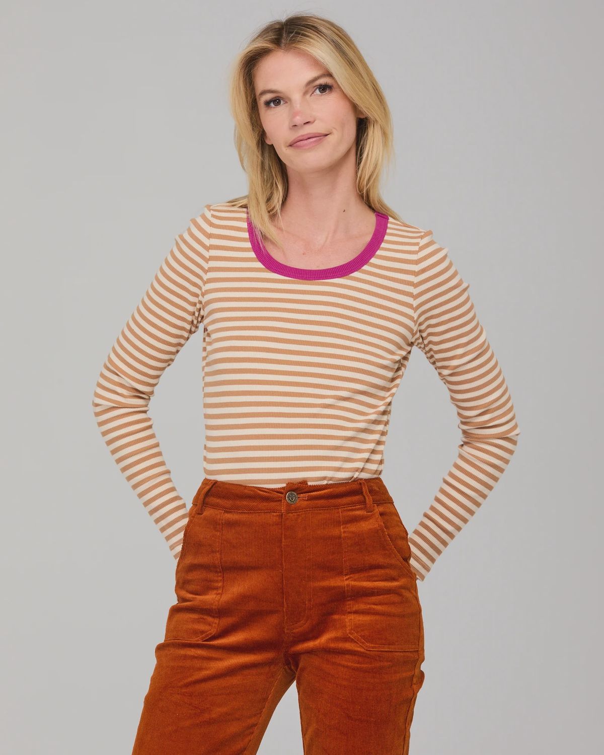 Bellissimo L/S Top Caramel/Cream